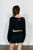 YJ1NGZYZJ Scoop-Neck Cropped Jacket In Black