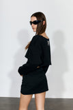 YJ1NGZYZJ Scoop-Neck Cropped Jacket In Black