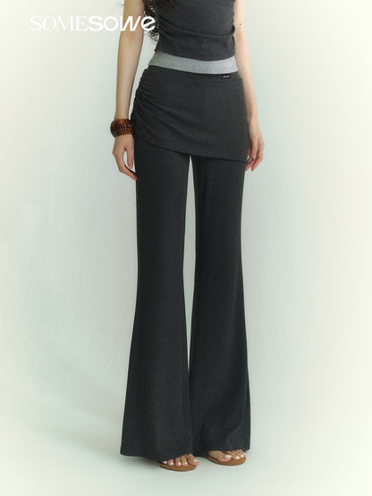 SOMESOWE S2609063&amp;S2609064 Fake two piece strapless fake V-neck short sleeves + pants