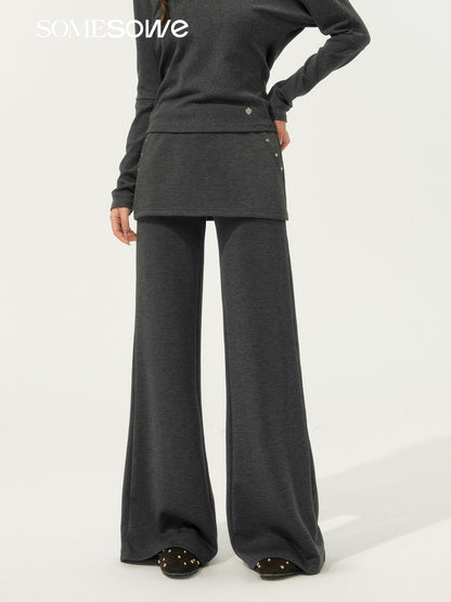 SOMESOWE S2508189&amp;S2508190 Lazy style bat sleeve V-neck top + pants set