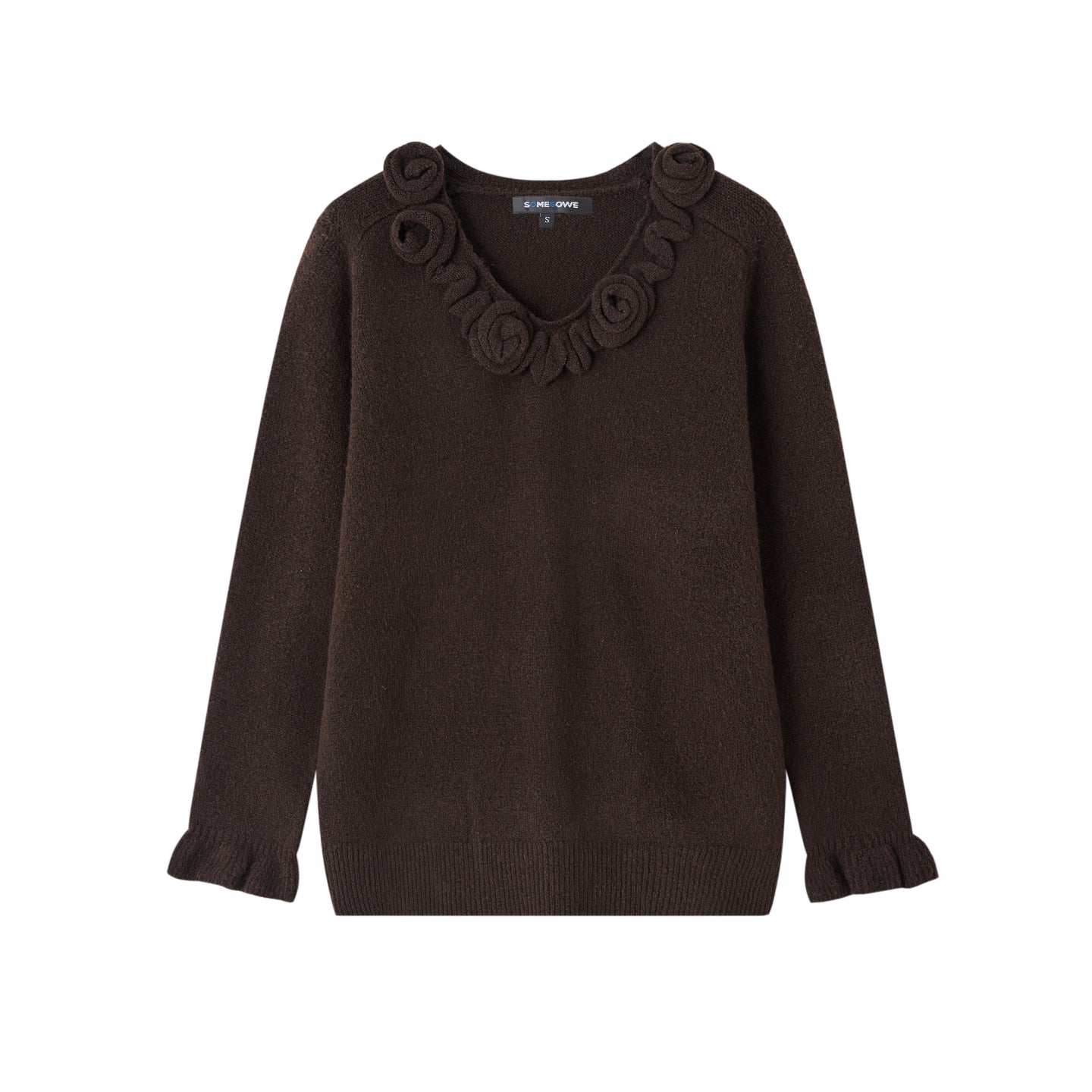 SOMESOWE S2508280&amp;S2508281 Rose V-neck long sleeved sweater + skirt set