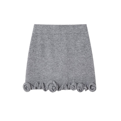 SOMESOWE S2508280&amp;S2508281 Rose V-neck long sleeved sweater + skirt set