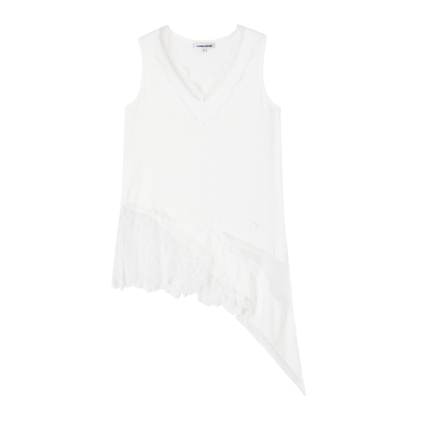 SOMESOWE S2609104 Irregular lace V-neck sleeveless top