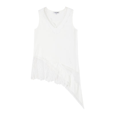 SOMESOWE S2609104 Irregular lace V-neck sleeveless top
