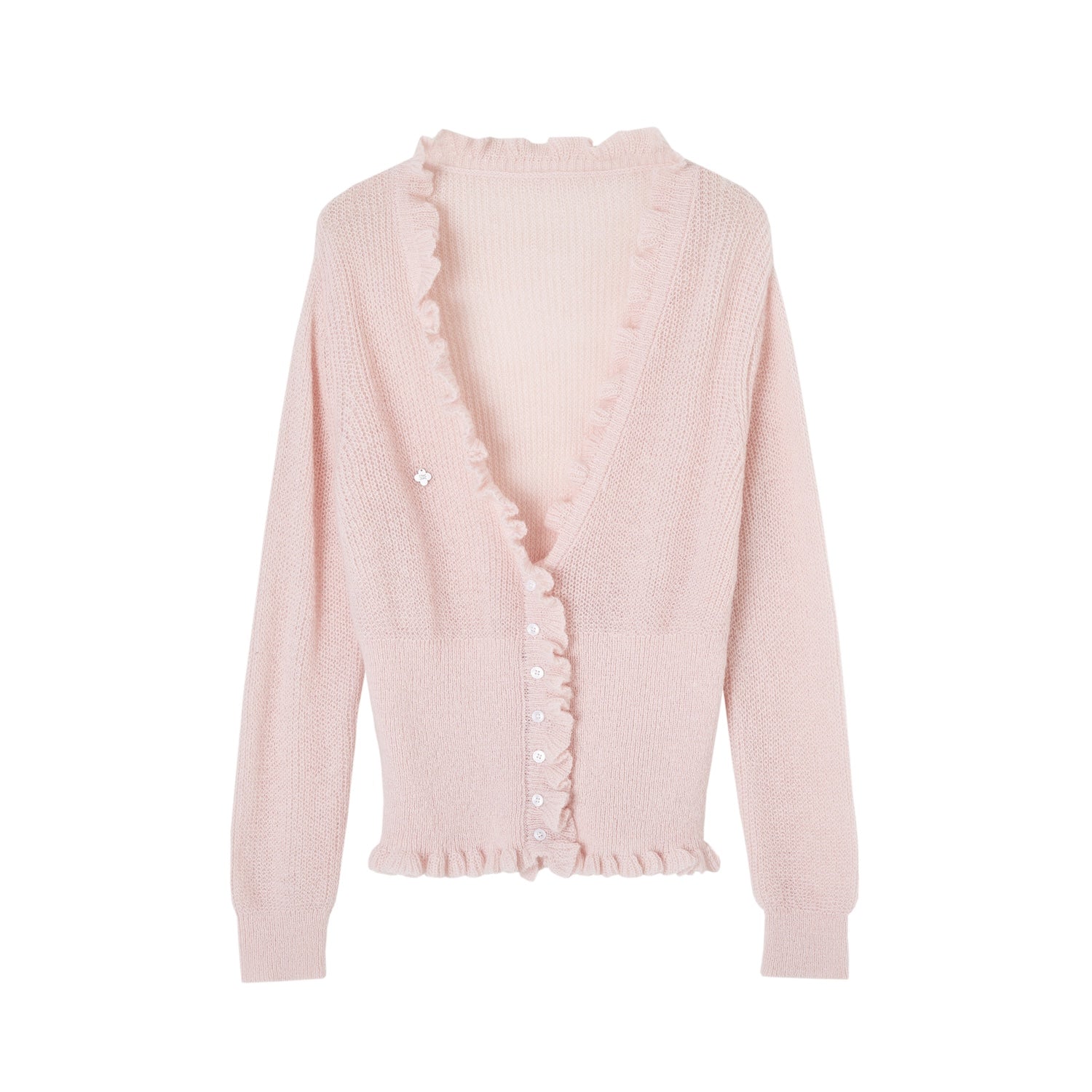SOMESOWE S2509033 Big V-neck lace cinched cardigan
