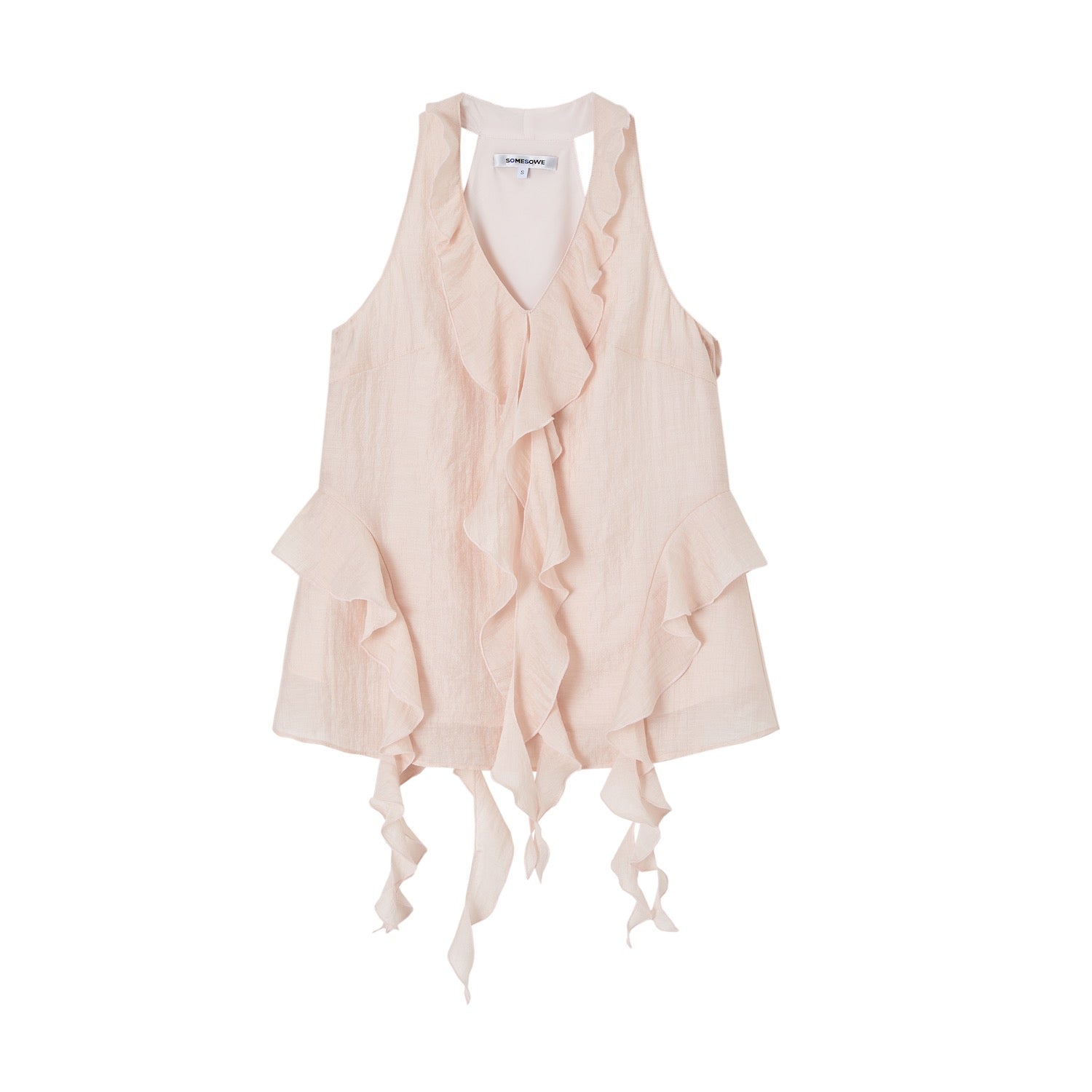 SOMESOWE S2609070 Linen V-neck sleeveless halter top