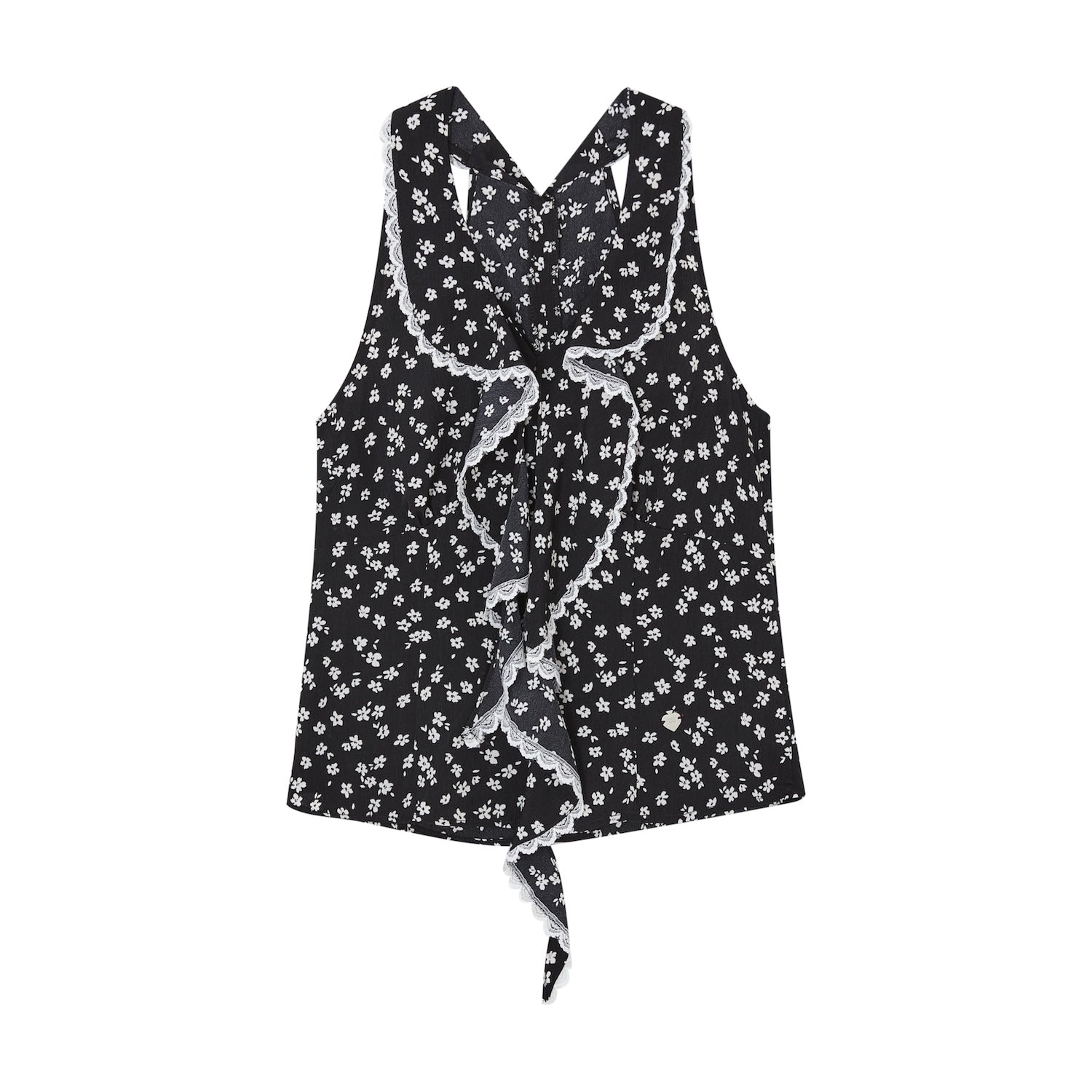 SOMESOWE S2508086 [Star Style] French V-neck lace halter-neck top (2color)