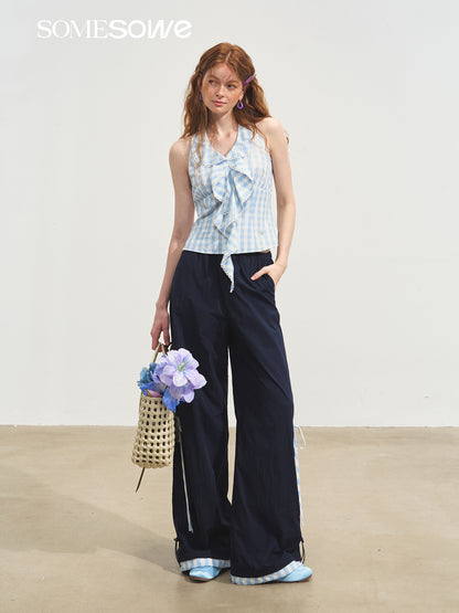 SOMESOWE S2508086 [Star Style] French V-neck lace halter-neck top (2color)