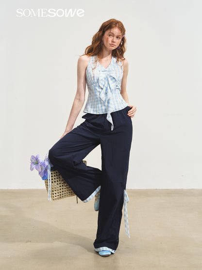 SOMESOWE S2508086 [Star Style] French V-neck lace halter-neck top (2color)
