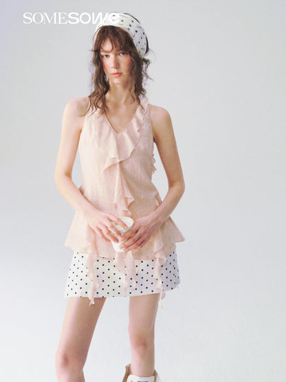 SOMESOWE S2609070 Linen V-neck sleeveless halter top