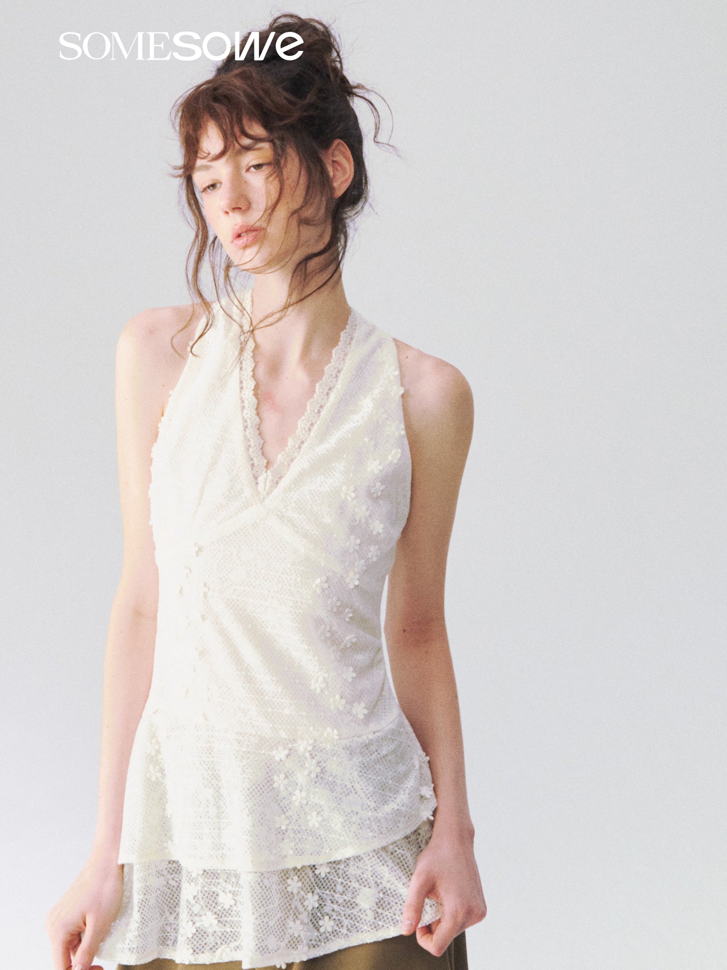 SOMESOWE S2609110 Hollow jacquard V-neck vest
