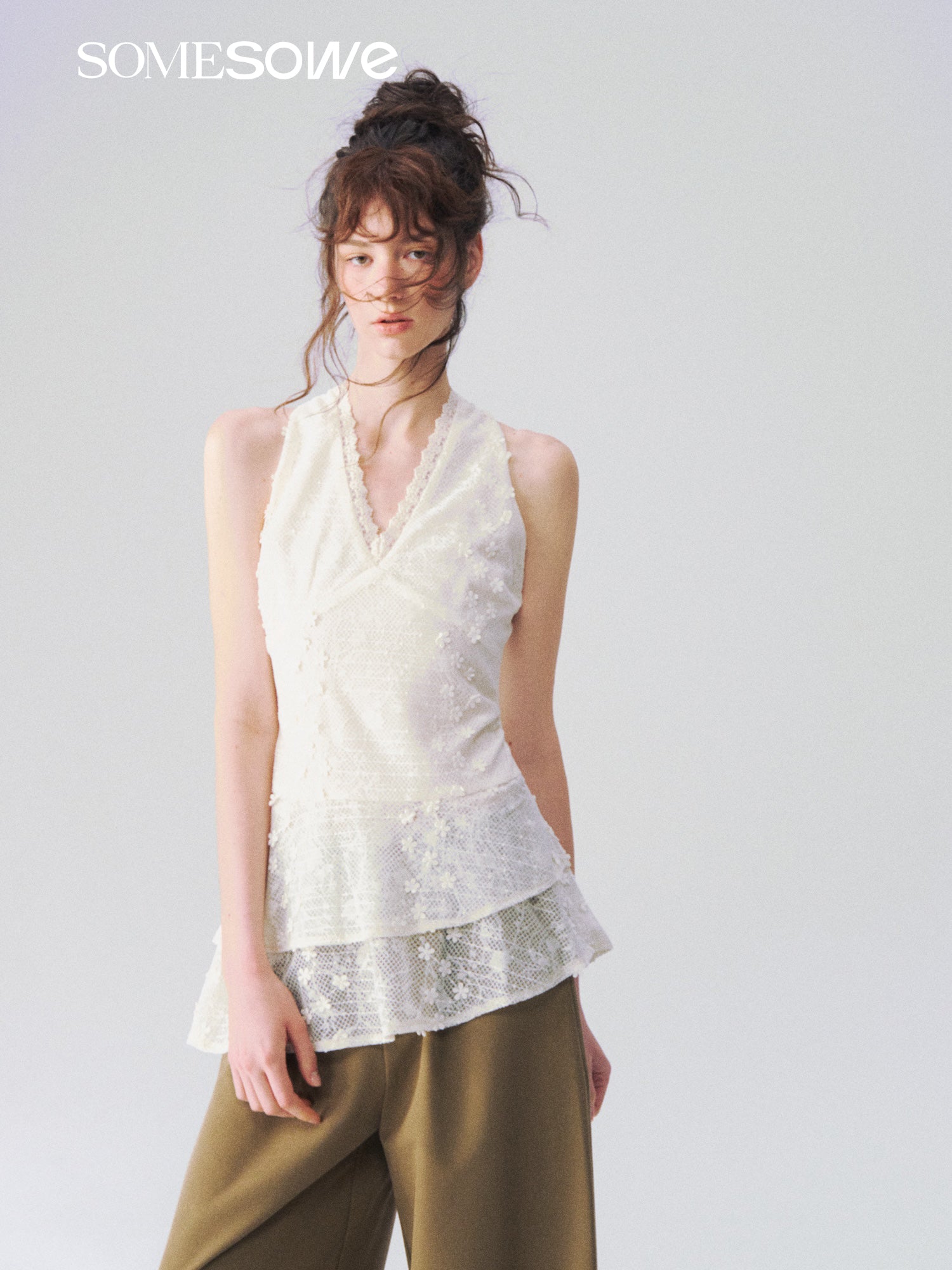 SOMESOWE S2609110 Hollow jacquard V-neck vest