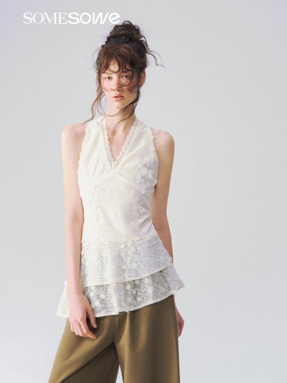 SOMESOWE S2609110 Hollow jacquard V-neck vest