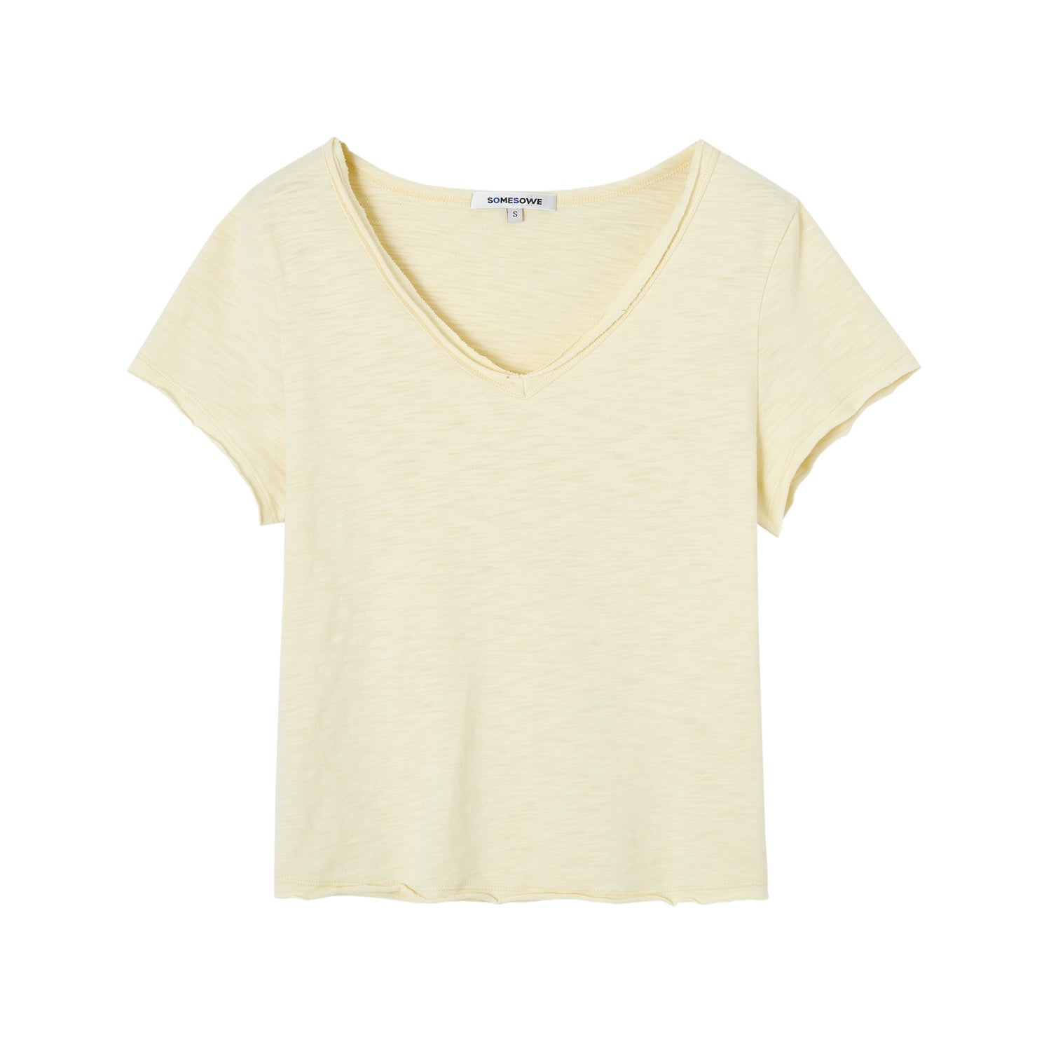 SOMESOWE S2609102 Bamboo cotton initial cut V-neck T-shirt