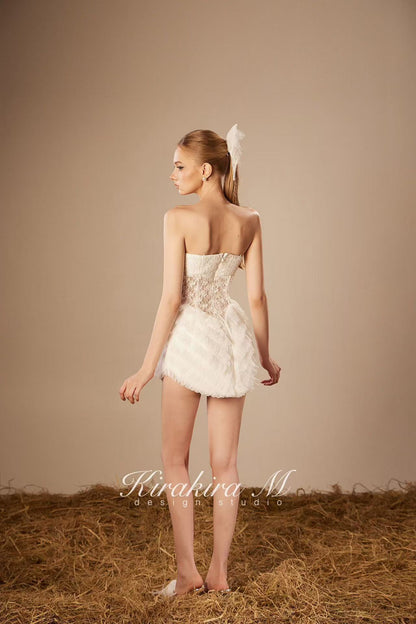 KiraKira.M K121148 &quot;Wonderlust&quot; White glitter layers of lace dress