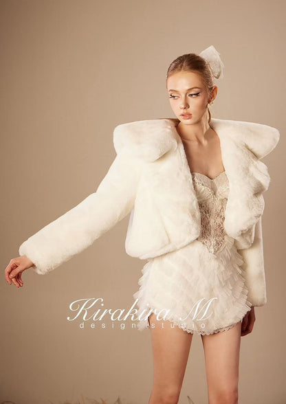 KiraKira.M K121148 &quot;Wonderlust&quot; White glitter layers of lace dress