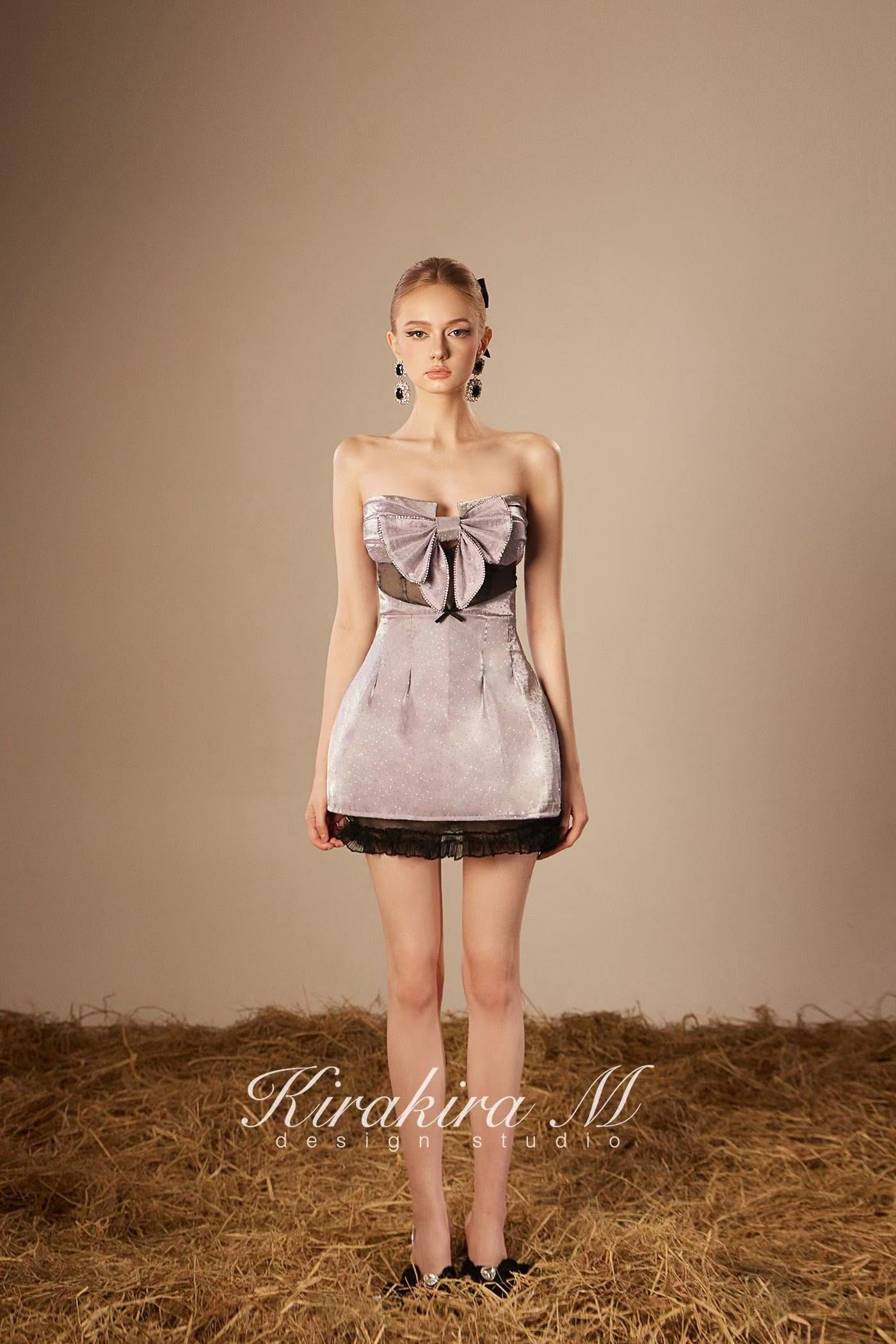 KiraKira.M K121154 &quot;Wonderlust&quot; Bright purple hollowed bow dress