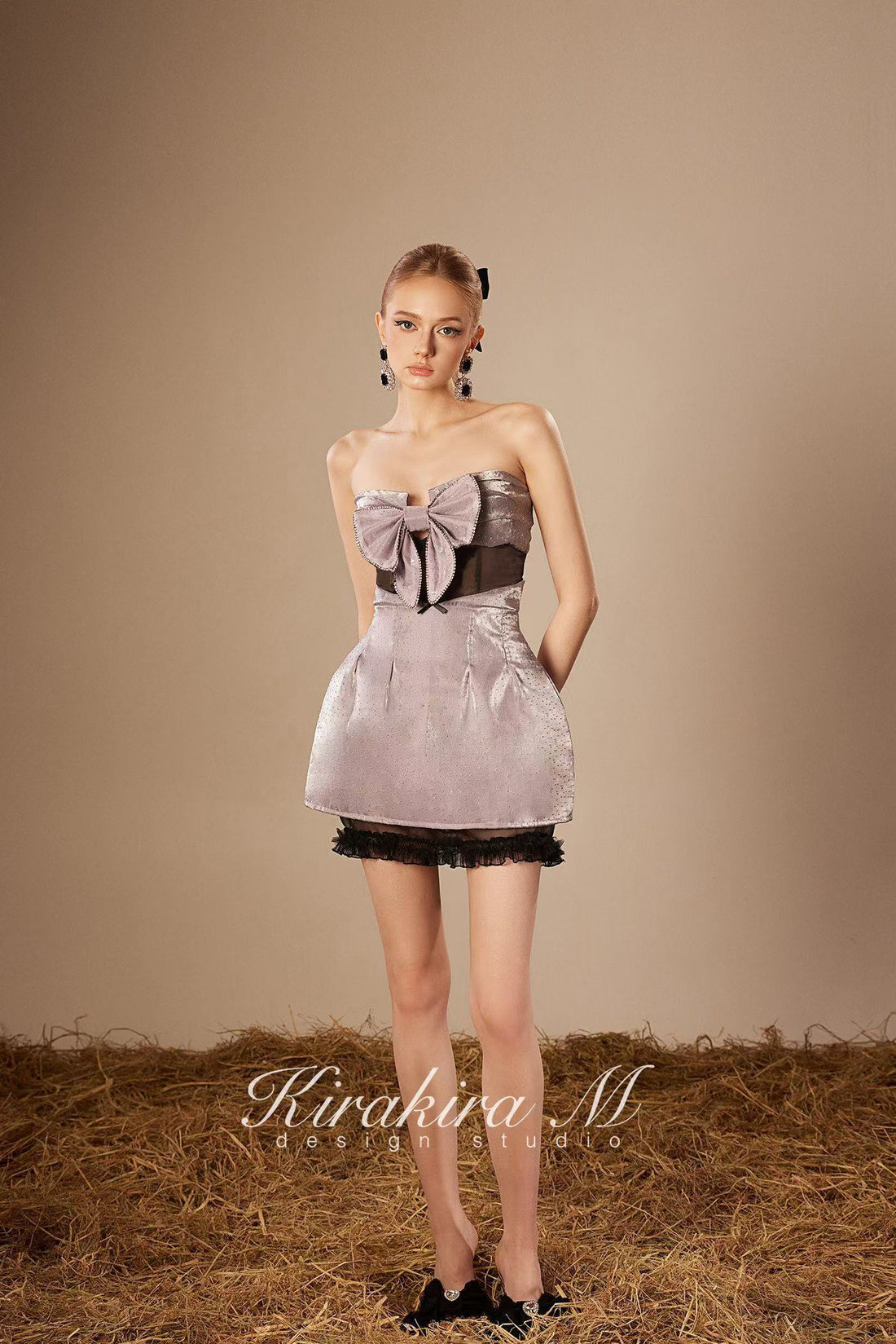 KiraKira.M K121154 &quot;Wonderlust&quot; Bright purple hollowed bow dress