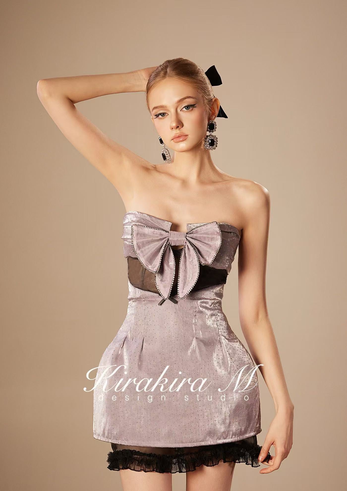 KiraKira.M K121154 &quot;Wonderlust&quot; Bright purple hollowed bow dress