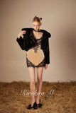 KiraKira M. K121151 "Wonderlust" Nude velvet with black lace dress