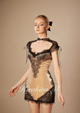 KiraKira M. K121151 "Wonderlust" Nude velvet with black lace dress