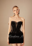 Kirakira.M K121145 "Wonderlust" Black velvet hairy strap dress