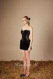 Kirakira.M K121145 "Wonderlust" Black velvet hairy strap dress