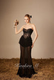 Kirakira.M K121153 "Wonderlust"Black glitter layers of lace dress