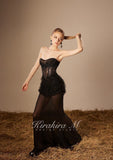 Kirakira.M K121153 "Wonderlust"Black glitter layers of lace dress