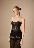 Kirakira.M K121153 "Wonderlust"Black glitter layers of lace dress