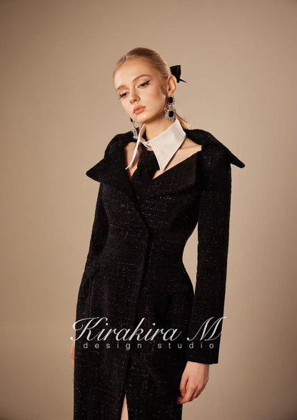 Kirakira.M K121155 &quot;Wonderlust&quot; Black wool long coat