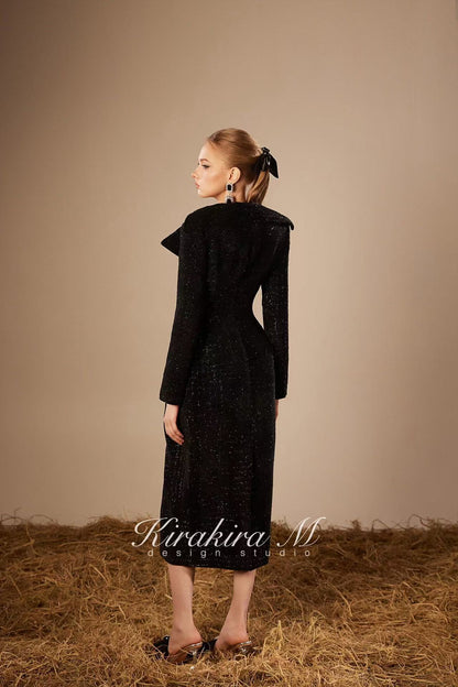 Kirakira.M K121155 &quot;Wonderlust&quot; Black wool long coat