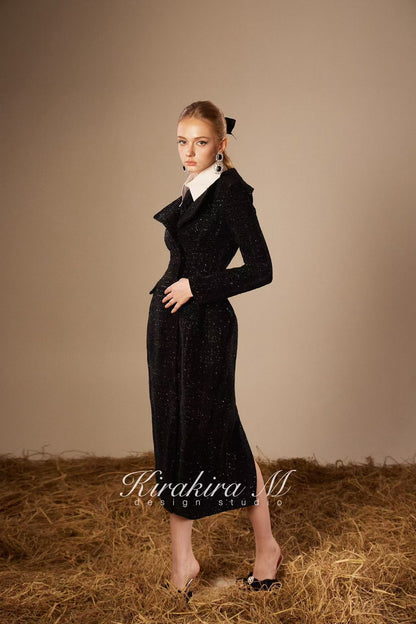 Kirakira.M K121155 &quot;Wonderlust&quot; Black wool long coat