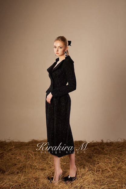 Kirakira.M K121155 &quot;Wonderlust&quot; Black wool long coat