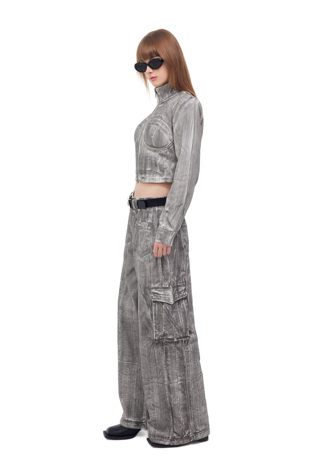 YJ1NGZYZJ Denim Corset Jacket In Scrawl