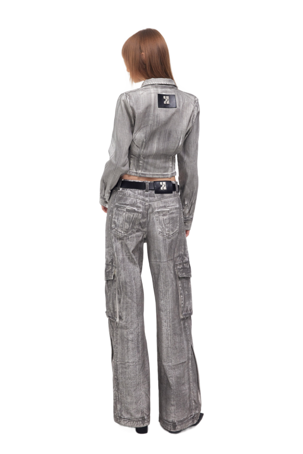 YJ1NGZYZJ Scrawl Wide-Leg Cargo Jeans