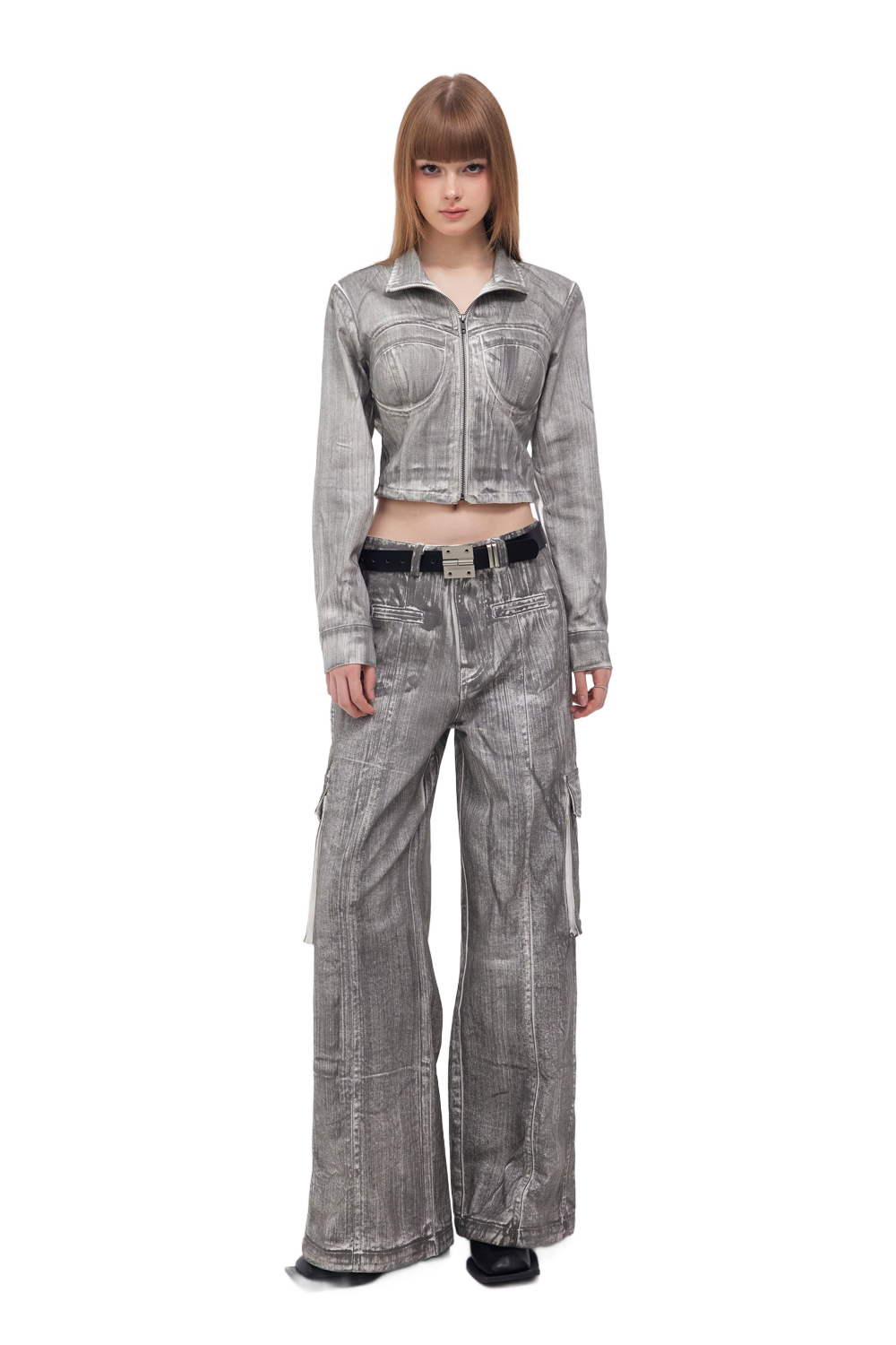 YJ1NGZYZJ Denim Corset Jacket In Scrawl