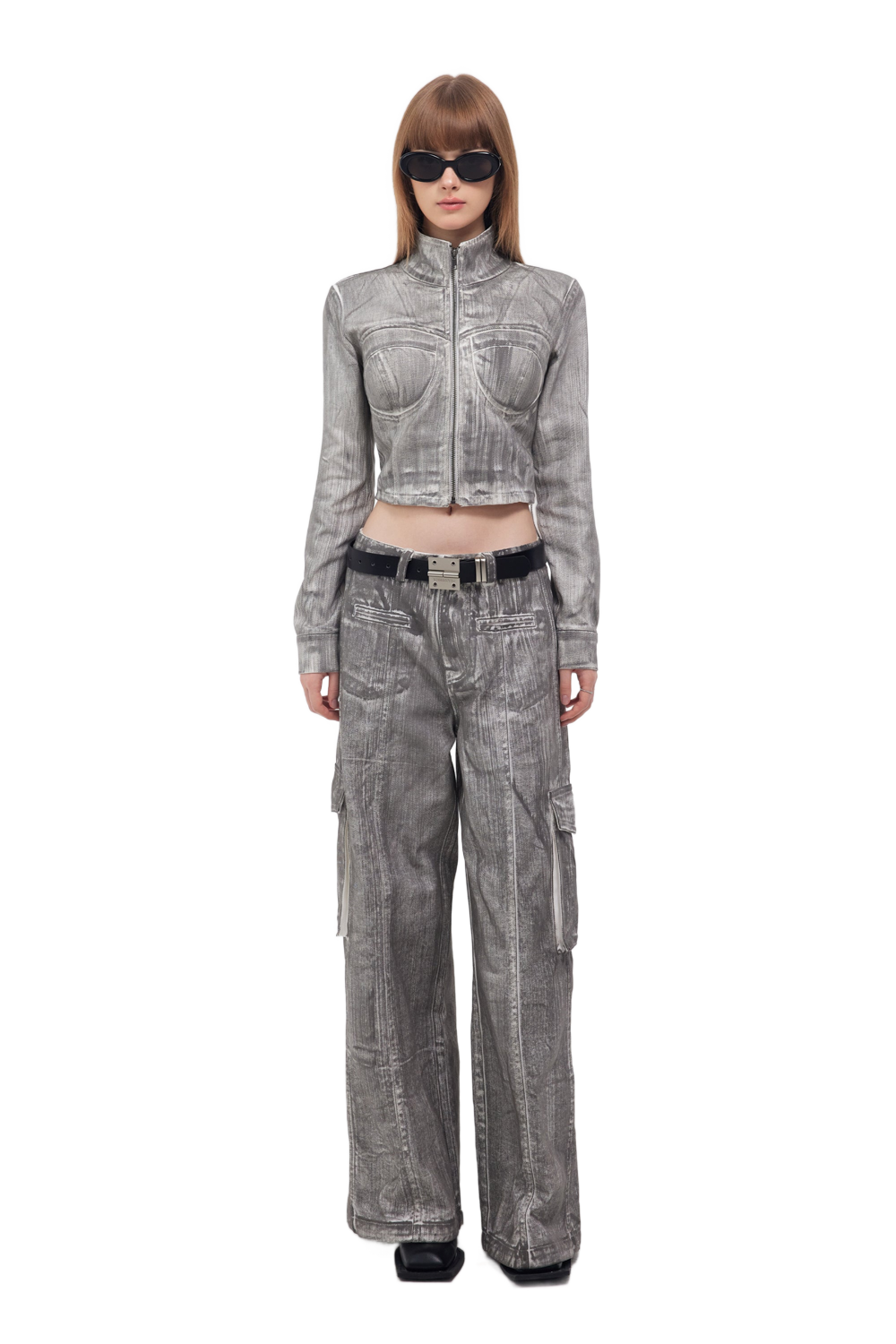 YJ1NGZYZJ Denim Corset Jacket In Scrawl
