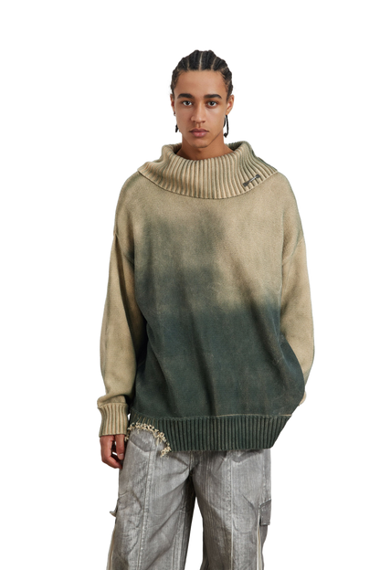 YJ1NGZYZJ Distressed Oversized Sweater In Green