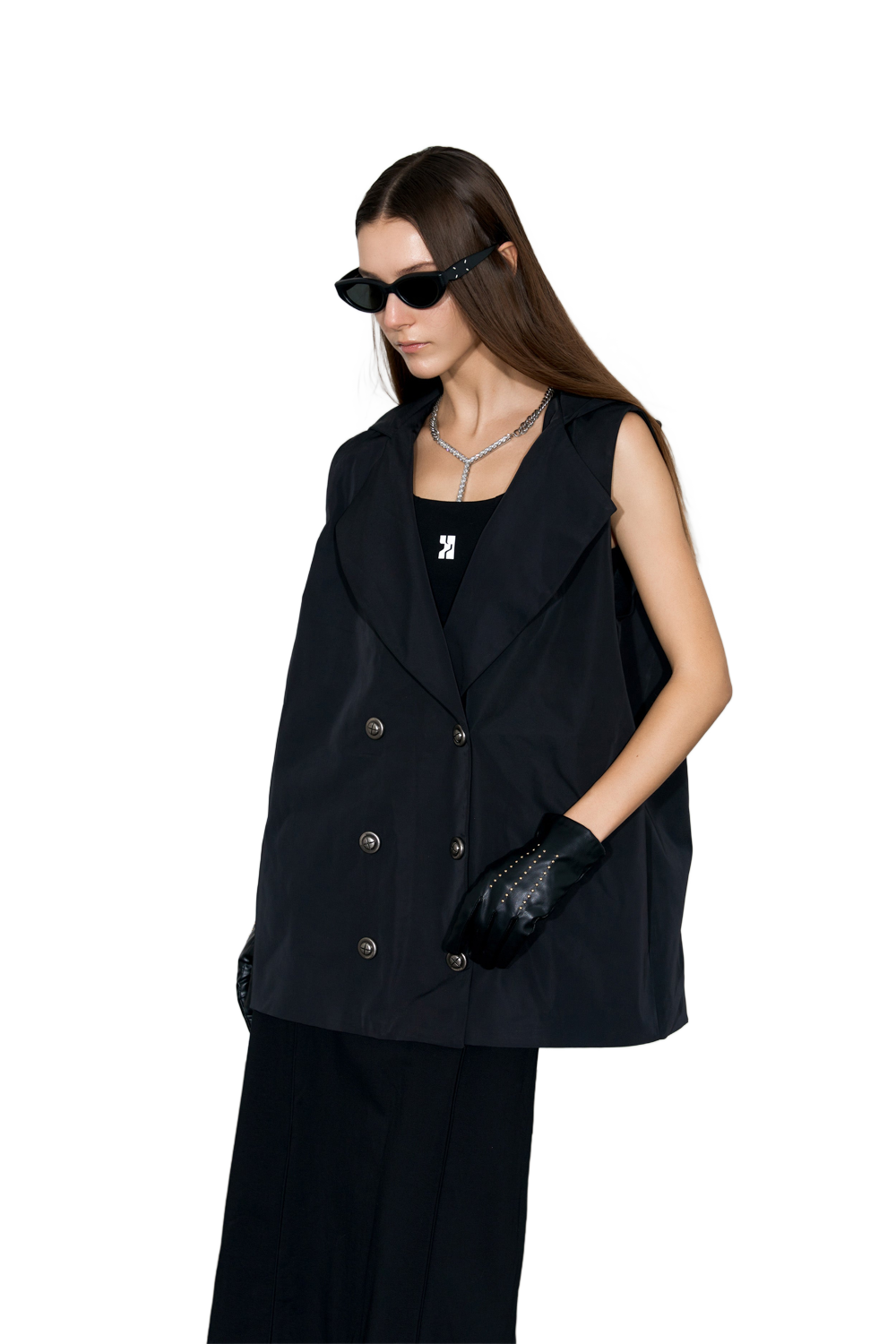 YJ1NGZYZJ Hooded Double-Breasted Waistcoat