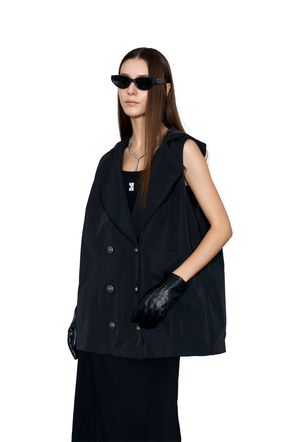 YJ1NGZYZJ Hooded Double-Breasted Waistcoat