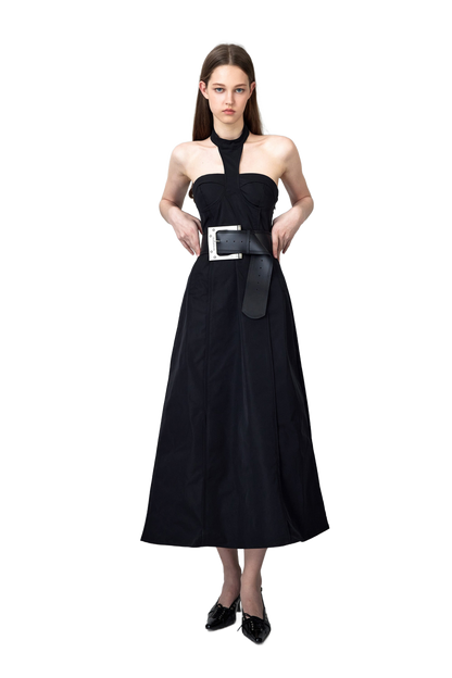 YJ1NGZYZJ Nylon Halter Midi Dress