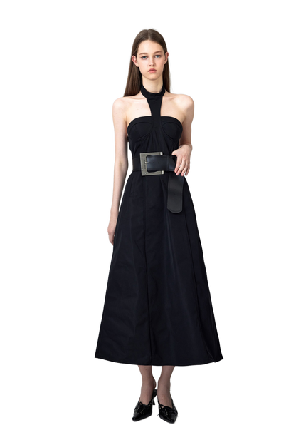 YJ1NGZYZJ Nylon Halter Midi Dress