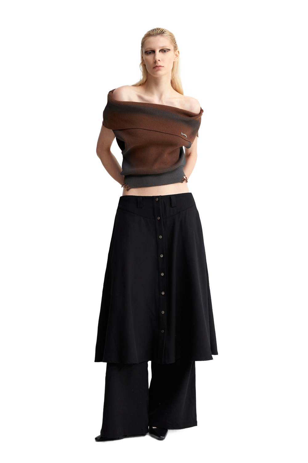 YJ1NGZYZJ One Shoulder Knit Top In Brown