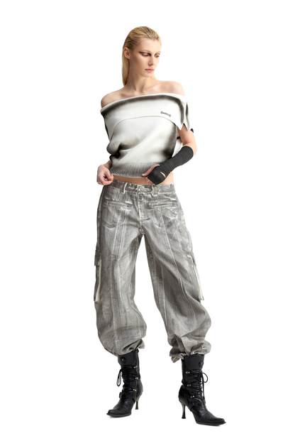 YJ1NGZYZJ One Shoulder Knit Top In White