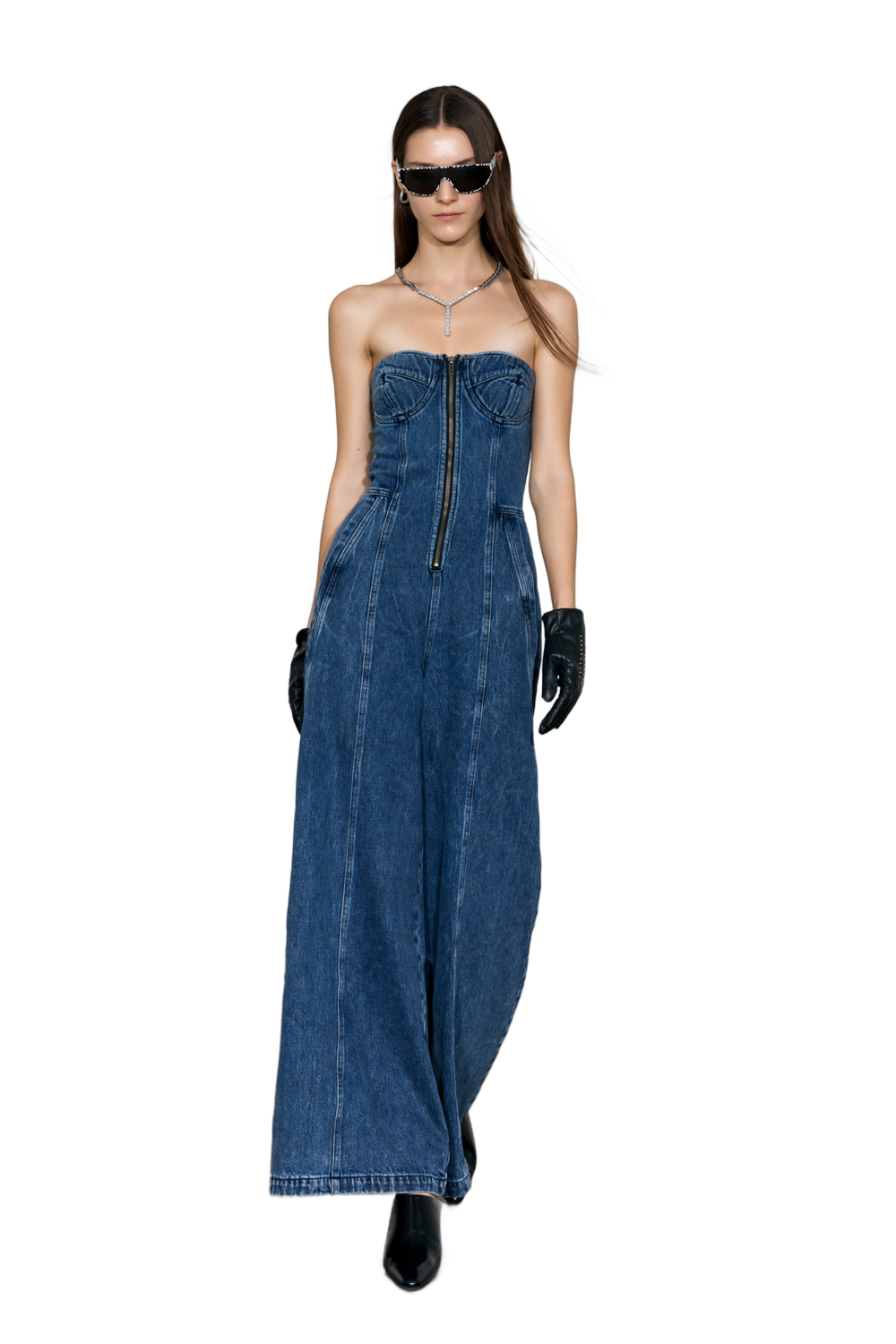 YJ1NGZYZJ Strapless Denim Jumpsuit