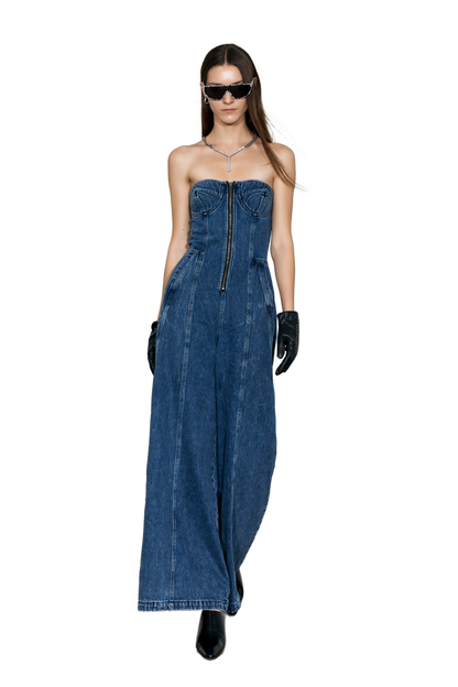 YJ1NGZYZJ Strapless Denim Jumpsuit
