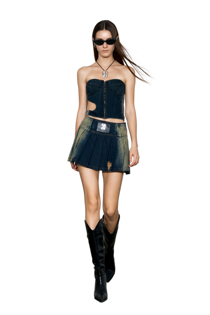YJ1NGZYZJ  Cut-Out Denim Tube Top