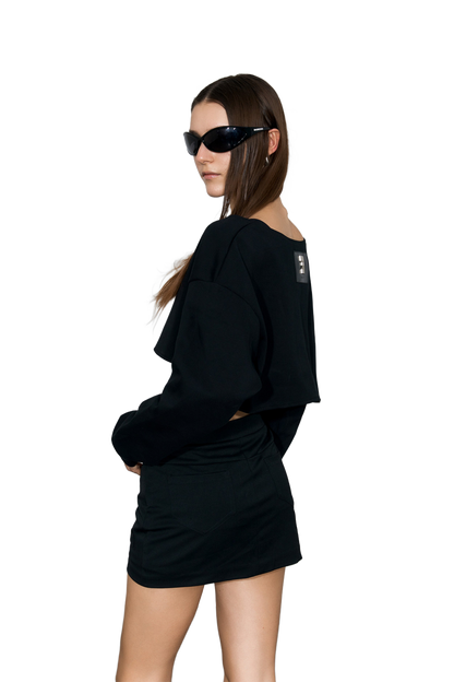 YJ1NGZYZJ Scoop-Neck Cropped Jacket In Black