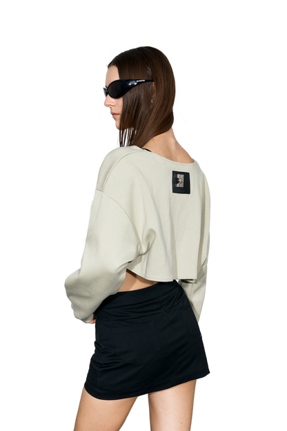 YJ1NGZYZJ Scoop-Neck Cropped Jacket In Grayish Green